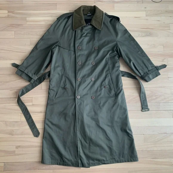 LONDON FOG - Trench Coat with Removable Wool Lining | Olive Green Belted Coat - Picture 8 of 16